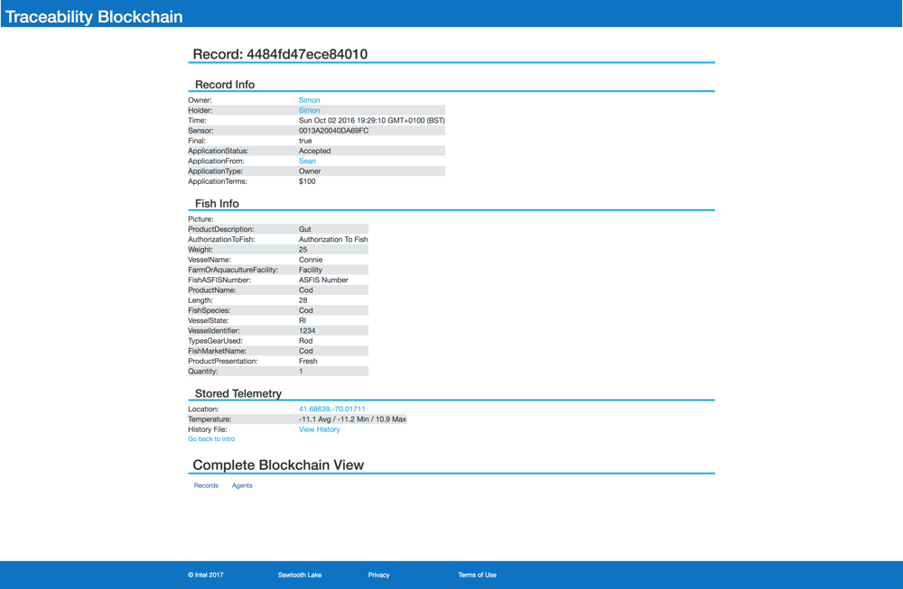 Provenance Sawtooth Hyperledger - Traceability